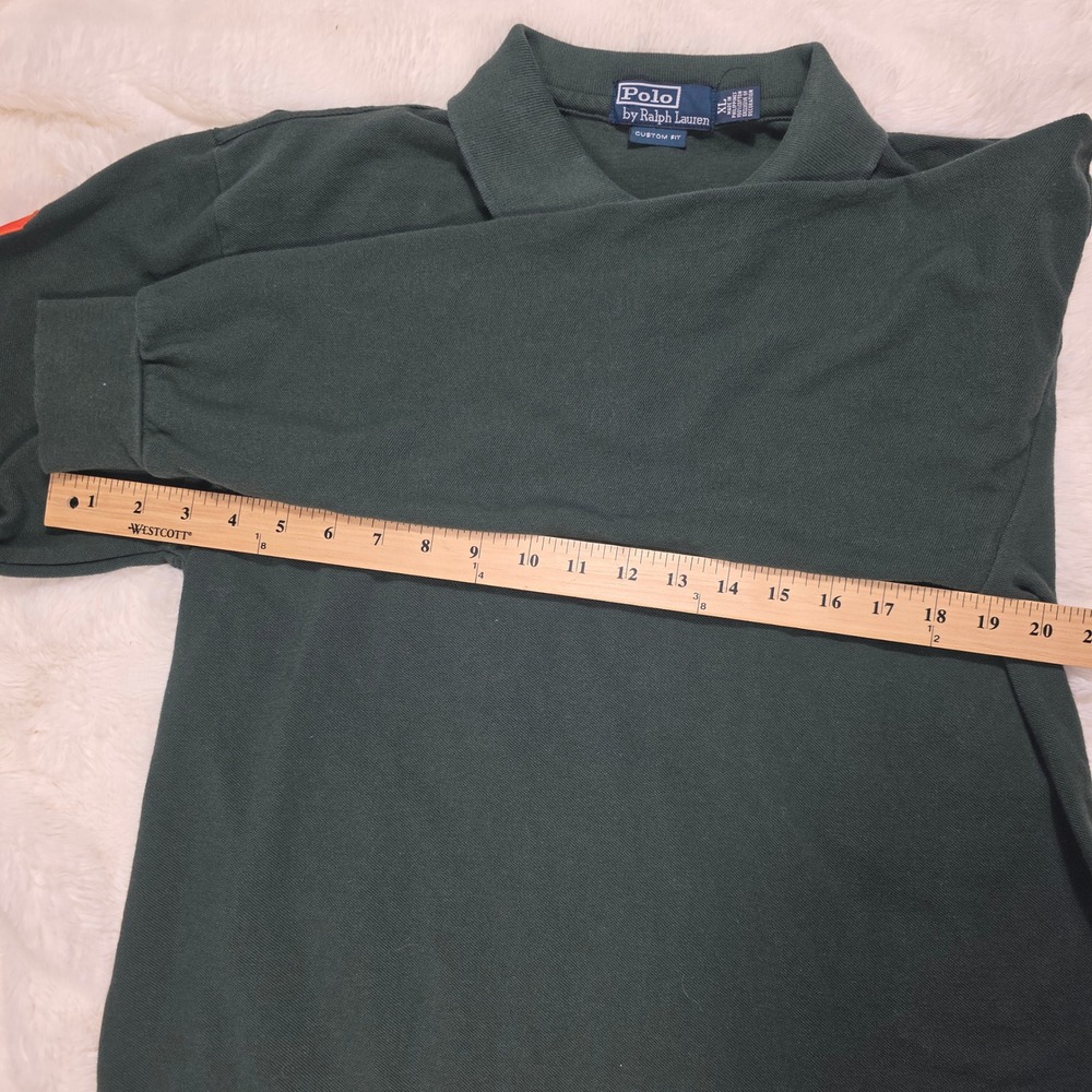 Polo Ralph Lauren Rugby Shirt Mens XL Green Excellent Big Pony Long Sleeve - Picture 6 of 13